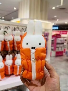 Plush Bunny sleeping bag Zipper Pouch in Orange